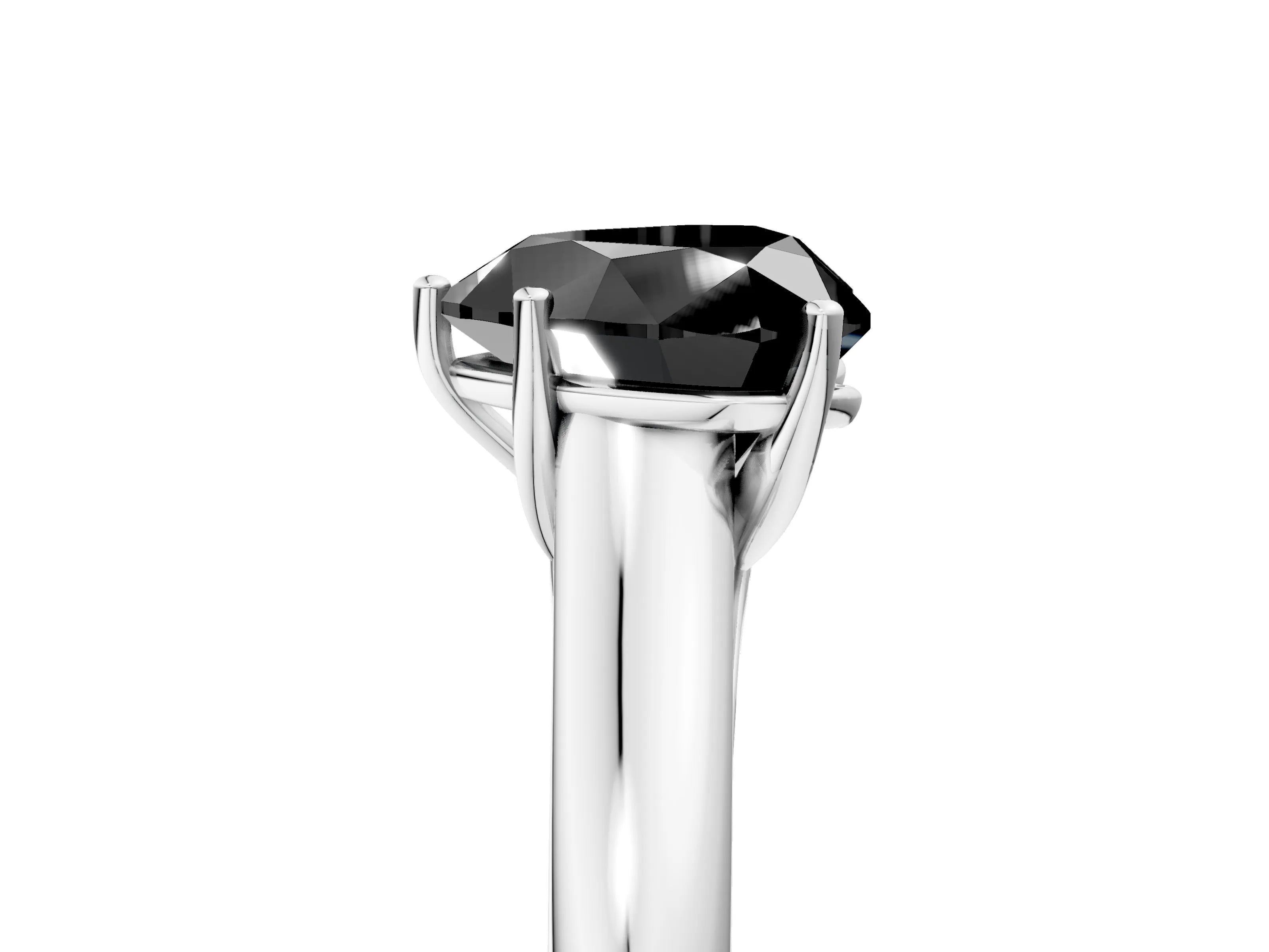 White gold Fancy Black Heart Cut Solitaire Engagement Ring with Tapered Band and Four-Prong Setting_26