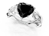 White gold Fancy Black Heart Cut Solitaire Leaf-Inspired Engagement Ring with Prong Setting_13