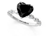 White gold Fancy Black Heart Cut Solitaire Marquise Side Stone Prong Setting Ring_1