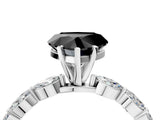 White gold Fancy Black Heart Cut Solitaire Marquise Side Stone Prong Setting Ring_4