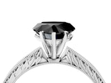 White gold Fancy Black Heart Cut Solitaire Milgrain Engraved Band with Four-Prong Setting_16