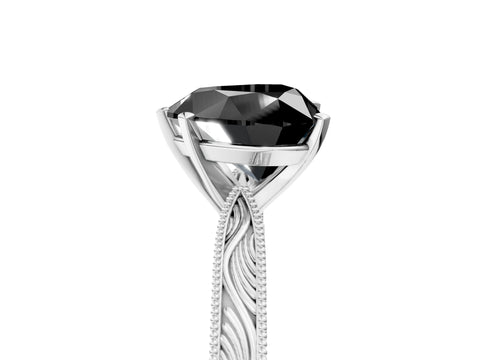 White gold Fancy Black Heart Cut Solitaire Milgrain Engraved Band with Four-Prong Setting_17