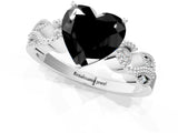 White gold Fancy Black Heart Cut Solitaire Milgrain Leaf Band with Prong Setting_13