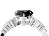 White gold Fancy Black Heart Cut Solitaire Milgrain Leaf Band with Prong Setting_16