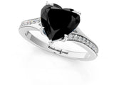White gold Fancy Black Heart Cut Solitaire Pavé Band with Four-Prong Setting_1