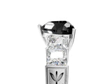 White gold Fancy Black Heart Cut Solitaire Princess Side Stone Engraved Band Prong Setting Ring_17