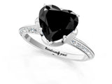 White gold Fancy Black Heart Cut Solitaire Split Shank Pave Diamond Engagement Ring with Four-Prong Setting_19