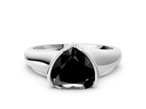 White gold Fancy Black Heart Cut Solitaire Tension Set Diamond Ring with Split Shank Band_12