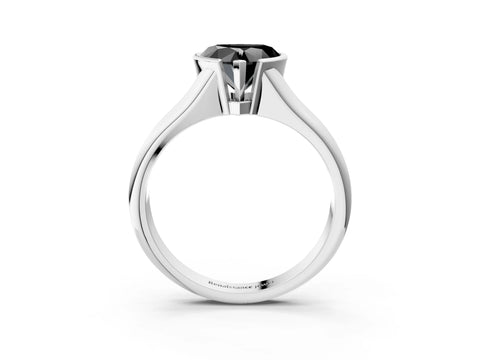 White gold Fancy Black Heart Cut Solitaire Tension Set Diamond Ring with Split Shank Band_15
