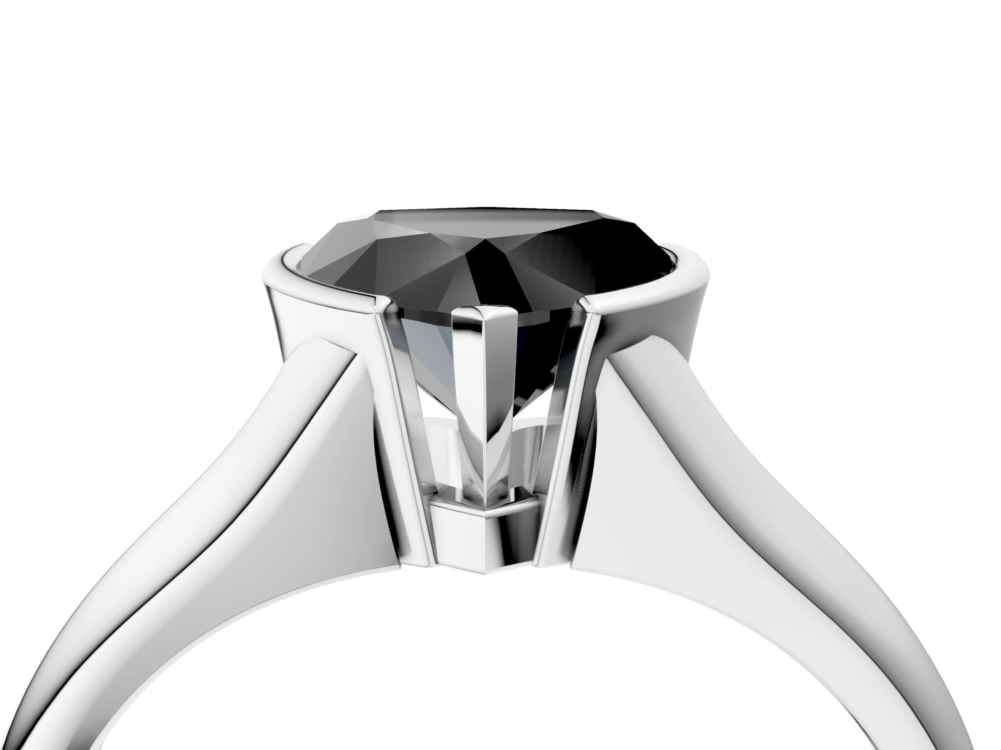 White gold Fancy Black Heart Cut Solitaire Tension Set Diamond Ring with Split Shank Band_16