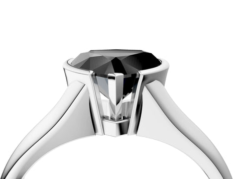 White gold Fancy Black Heart Cut Solitaire Tension Set Diamond Ring with Split Shank Band_16