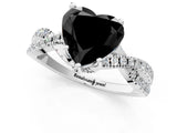 White gold Fancy Black Heart Cut Solitaire Twist Pave Diamond Engagement Ring with Prong Setting_1