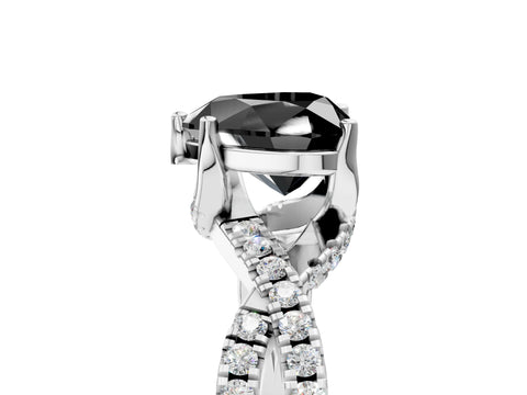 White gold Fancy Black Heart Cut Solitaire Twist Pave Diamond Engagement Ring with Prong Setting_11