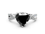 White gold Fancy Black Heart Cut Solitaire Twist Pave Diamond Engagement Ring with Prong Setting_12