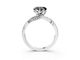White gold Fancy Black Heart Cut Solitaire Twist Pave Diamond Engagement Ring with Prong Setting_15