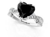 White gold Fancy Black Heart Cut Solitaire Twist Pave Diamond Engagement Ring with Prong Setting_19