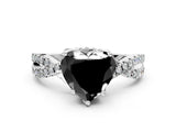 White gold Fancy Black Heart Cut Solitaire Twist Pave Diamond Engagement Ring with Prong Setting_24