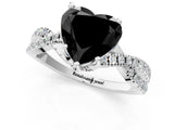 White gold Fancy Black Heart Cut Solitaire Twist Pave Diamond Engagement Ring with Prong Setting_37
