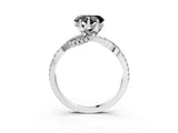 White gold Fancy Black Heart Cut Solitaire Twist Pave Diamond Engagement Ring with Prong Setting_39