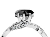 White gold Fancy Black Heart Cut Solitaire Twist Pave Diamond Engagement Ring with Prong Setting_4