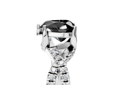 White gold Fancy Black Heart Cut Solitaire Twist Pave Diamond Engagement Ring with Prong Setting_41