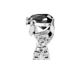 White gold Fancy Black Heart Cut Solitaire Twist Pave Diamond Engagement Ring with Prong Setting_5