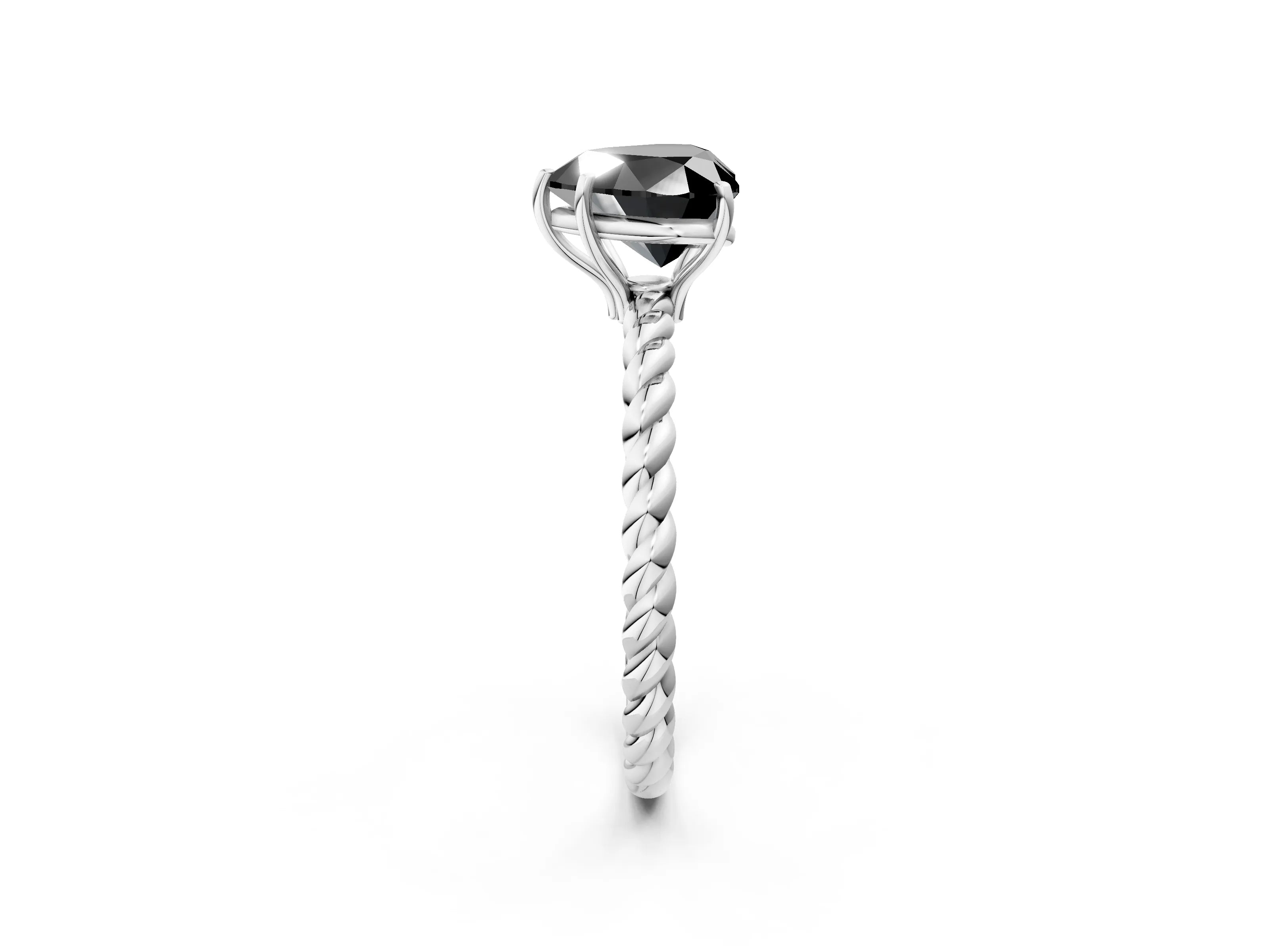 White gold Fancy Black Heart Cut Solitaire Twisted Band 4-Prong Ring_26