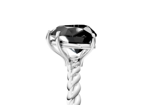 White gold Fancy Black Heart Cut Solitaire Twisted Band 4-Prong Ring_29