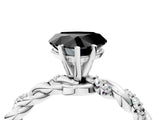 White gold Fancy Black Heart Cut Solitaire Twisted Band with Pavé Accents and Four-Prong Setting_4
