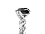 White gold Fancy Black Heart Cut Solitaire Twisted Band with Pavé Accents and Four-Prong Setting_5