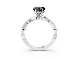 White gold Fancy Black Heart Cut Solitaire Twisted Pave Band with Four-Prong Setting_18