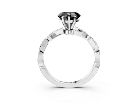 White gold Fancy Black Heart Cut Solitaire Twisted Pave Band with Four-Prong Setting_18