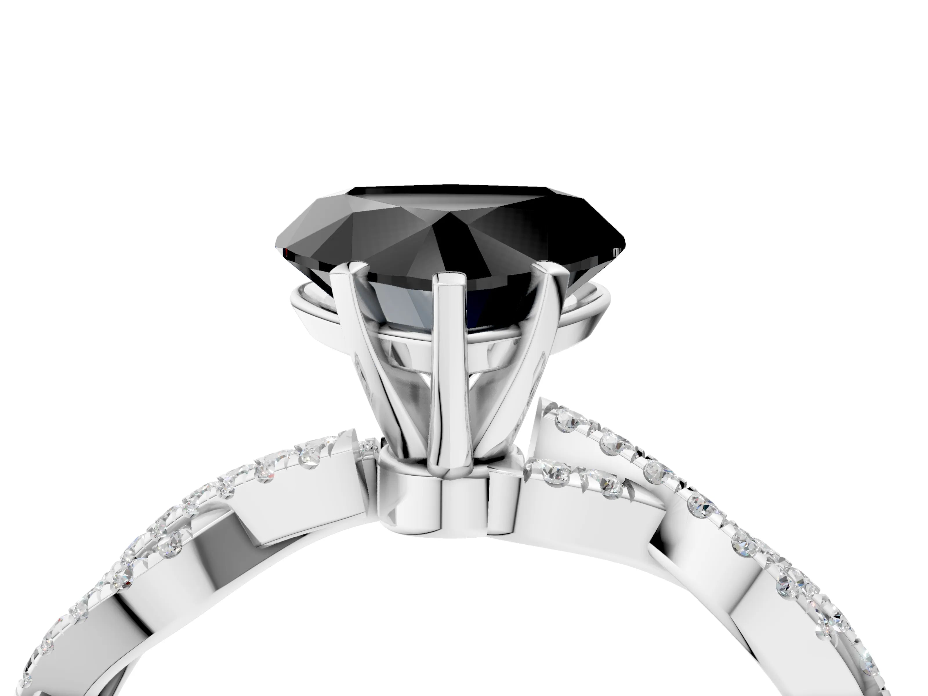 White gold Fancy Black Heart Cut Solitaire Twisted Pave Band with Four-Prong Setting_19