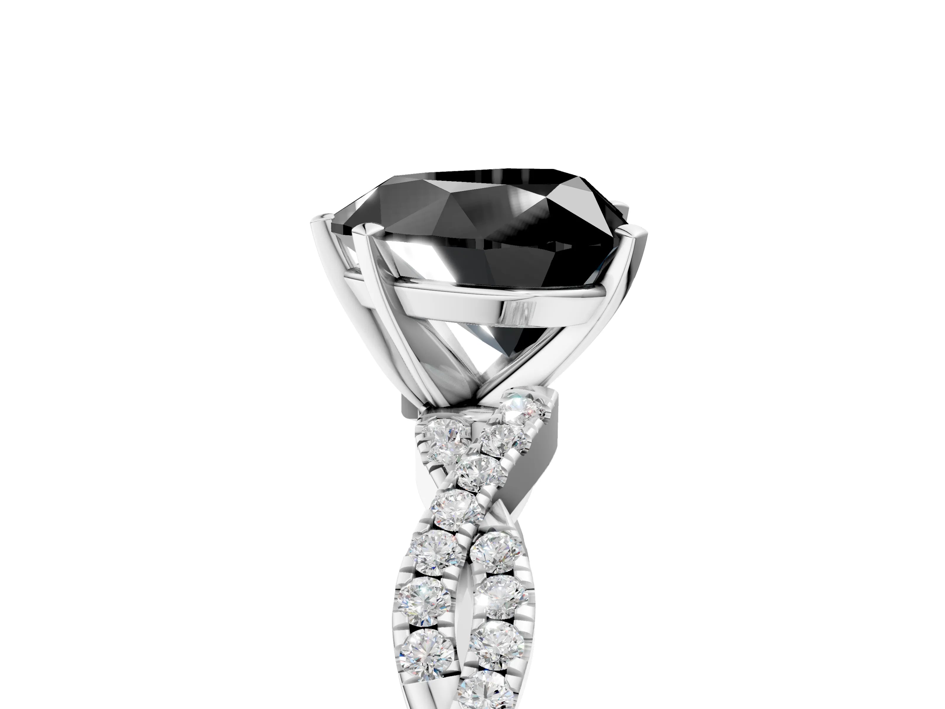 White gold Fancy Black Heart Cut Solitaire Twisted Pave Band with Four-Prong Setting_20