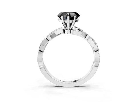 White gold Fancy Black Heart Cut Solitaire Twisted Pave Band with Four-Prong Setting_6