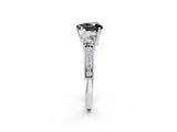 White gold Fancy Black Heart Cut Three-Stone Diamond Ring with Pavé Band and Four-Prong Setting_14