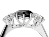 White gold Fancy Black Heart Cut Three-Stone Diamond Ring with Prong Setting on a Classic Band_10