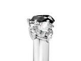 White gold Fancy Black Heart Cut Three-Stone Diamond Ring with Prong Setting on a Classic Band_17