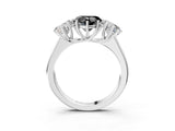White gold Fancy Black Heart Cut Three-Stone Diamond Ring with Prong Setting on a Classic Band_3