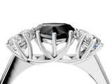 White gold Fancy Black Heart Cut Three-Stone Diamond Ring with Prong Setting on a Classic Band_4
