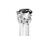 White gold Fancy Black Heart Cut Three-Stone Diamond Ring with Prong Setting on a Classic Band_5