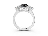 White gold Fancy Black Heart Cut Three-Stone Diamond Ring with Prong Setting on a Classic Band_9