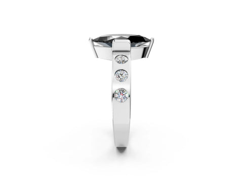 White gold Fancy Black Marquise Cut Brilliant Channel-Set Diamond Ring with Bezel Prong Setting_14