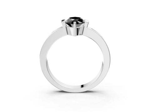 White gold Fancy Black Marquise Cut Brilliant Channel-Set Diamond Ring with Bezel Prong Setting_15