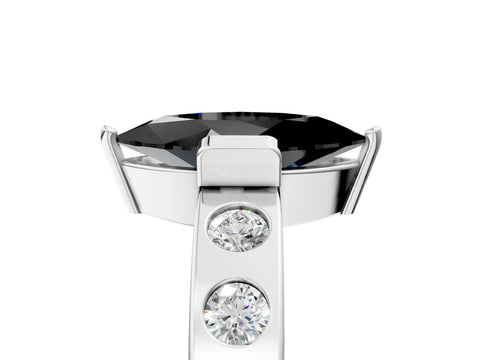 White gold Fancy Black Marquise Cut Brilliant Channel-Set Diamond Ring with Bezel Prong Setting_17