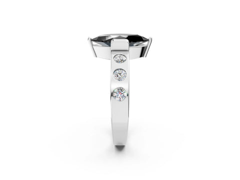 White gold Fancy Black Marquise Cut Brilliant Channel-Set Diamond Ring with Bezel Prong Setting_2