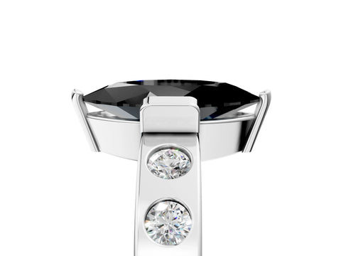 White gold Fancy Black Marquise Cut Brilliant Channel-Set Diamond Ring with Bezel Prong Setting_5