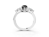 White gold Fancy Black Marquise Cut Brilliant Diamond Cluster Accent Solitaire Ring with Prong Setting_15