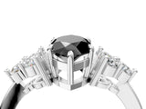 White gold Fancy Black Marquise Cut Brilliant Diamond Cluster Accent Solitaire Ring with Prong Setting_16