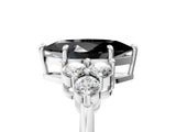 White gold Fancy Black Marquise Cut Brilliant Diamond Cluster Accent Solitaire Ring with Prong Setting_17